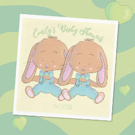 Twin Bunnies Babydusche Gelbpapier Napkin Serviette