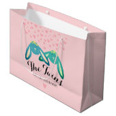 Twin Bunnies Babydusche Niedlich Pastel Pink Party Große Geschenktüte (Vorderseite Schrägansicht)
