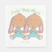 Twin Bunnies Babydusche Weißbuch Napkin Serviette (Vorderseite)