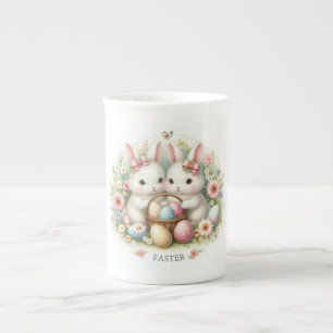 Twin Bunnies Oaster Porzellantasse