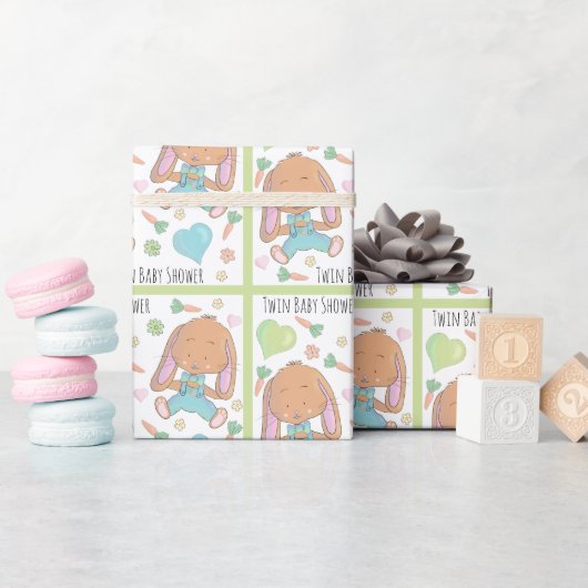 Twin Bunnies Spring Baby Duschpapier Geschenkpapier (Babyparty)