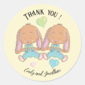 Twin Bunnies Spring Danke, dass du gelbe Sticker h (Vorderseite)