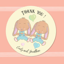 Twin Bunnies Spring Danke, dass du gelbe Sticker h