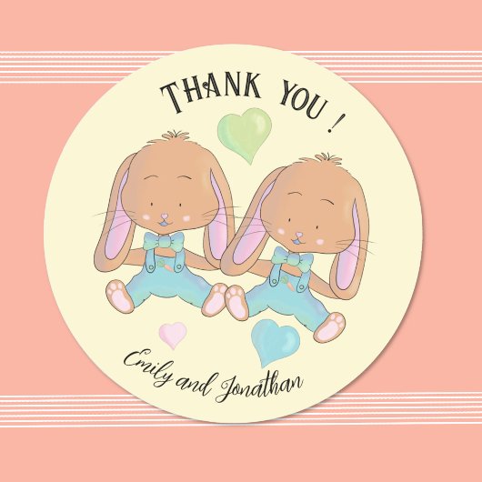 Twin Bunnies Spring Danke, dass du gelbe Sticker h