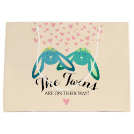 Twin Bunny Lovely Baby Dusche Hellgelbes Party Große Geschenktüte