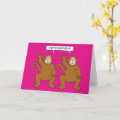 Twin Cartoon Monkeys Saying Happy Birthday Karte (Gelbe Blume)