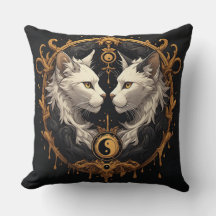 Twin Cat Yin Yang Sculpture