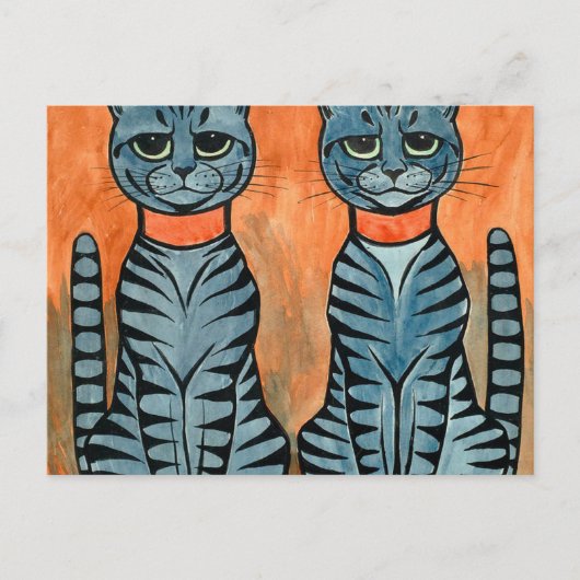 Twin Cats von Louis Wain Postkarte (Vorderseite)