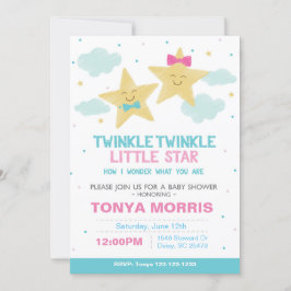 Twin Chalkboard Kleine Star Baby Dusche laden ein Einladung