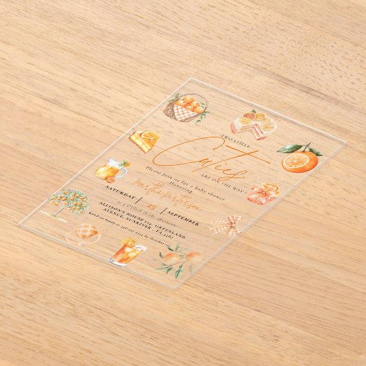 Twin Citrus orange Süsse Summer Baby Dusche Acryleinladungen (Ablage )