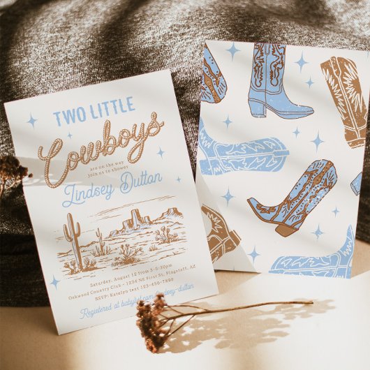Twin Cowboys Baby Shower Einladung