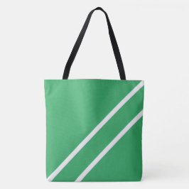 Twin Diagonal White Racing Streifen auf Sea Green Tasche