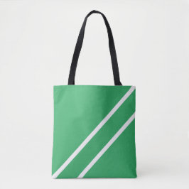 Twin Diagonal White Racing Streifen auf Sea Green Tasche