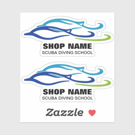 Twin Dolphins Scuba School Aufkleber (Blatt)