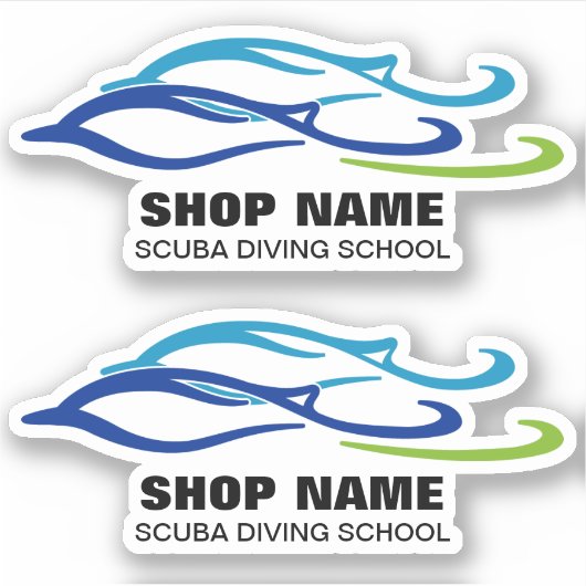 Twin Dolphins Scuba School Aufkleber (Vorderseite)