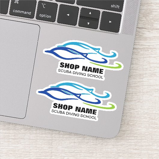 Twin Dolphins Scuba School Aufkleber (Detail)