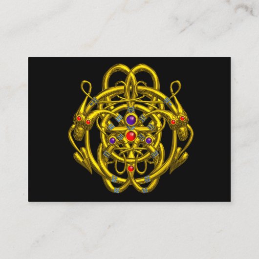 TWIN DRAGONS GOLD CELTIC KNOTIERT Schwarze Creme Visitenkarte (Rückseite)