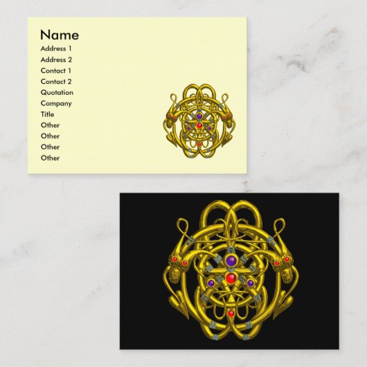 TWIN DRAGONS GOLD CELTIC KNOTIERT Schwarze Creme Visitenkarte (Vorne/Hinten)