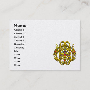 TWIN DRAGONS GOLD CELTIC KNOTS White Pearl Visitenkarte