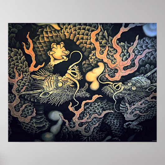 Twin Dragons Tempel Japanisch Ostwind Poster (Vorne)