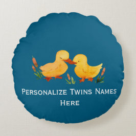 Twin Ducklings Rundes Kissen