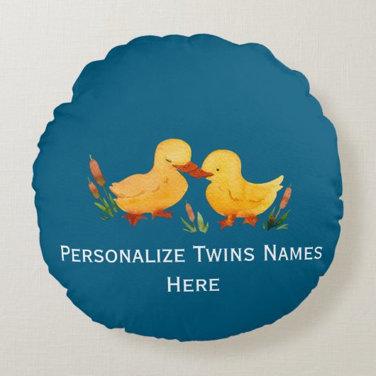 Twin Ducklings Rundes Kissen (Vorderseite)