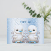 Twin Ducks Blue Floral Danke Karte (Stehend Vorderseite)