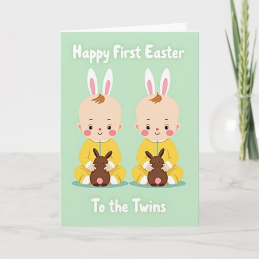 Twin Easter Bunny Art Card Karte (Vorderseite)
