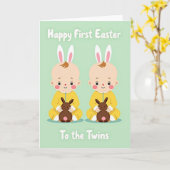 Twin Easter Bunny Art Card Karte (Gelbe Blume)