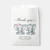 Twin Elephant Baby Girl Boy Dusche Vielen Dank Geschenktütchen (Vorderseite)