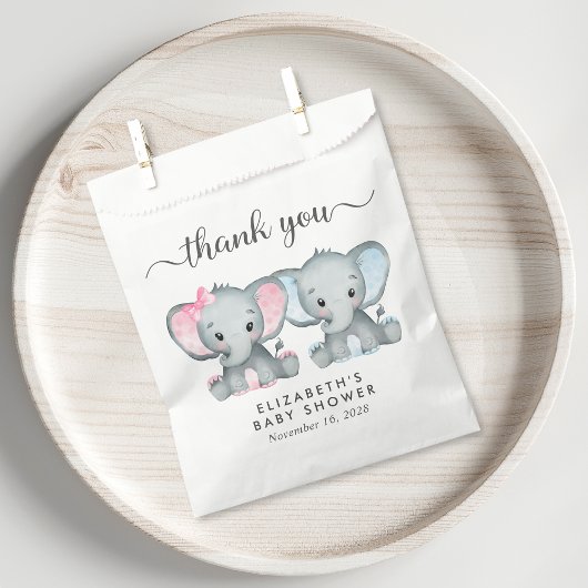 Twin Elephant Baby Girl Boy Dusche Vielen Dank Geschenktütchen