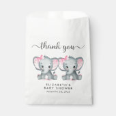 Twin Elephant Baby Girls Dusche Vielen Dank Geschenktütchen (Vorderseite)