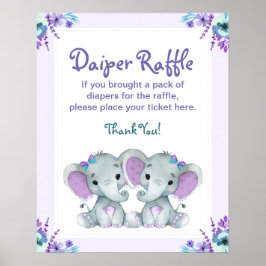 Twin Elephant Diaper Raffle Baby Duschgel Spielzei Poster