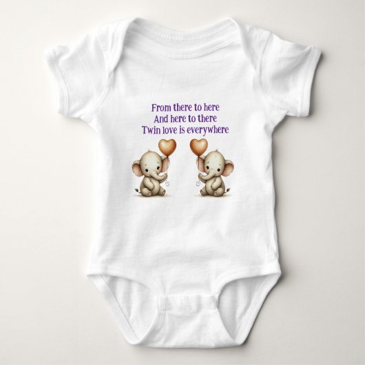 Twin Elephant Liebe Baby Strampler (Vorderseite)