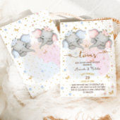 Twin Elephants Boy Girl Baby Shower Boho Einladung