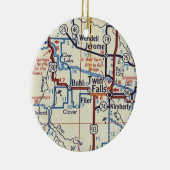 Twin Falls Idaho Vintage Karte Keramik Ornament (Rechts)