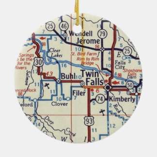 Twin Falls Idaho Vintage Karte Keramik Ornament