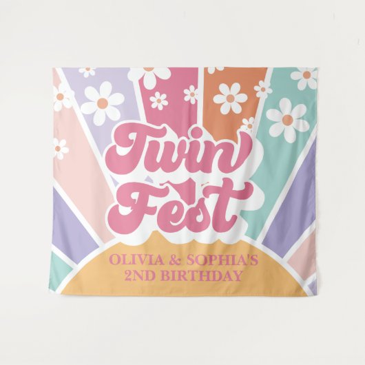 Twin Fest Rainbow Sunshine Wandteppich (Vorderseite (Horizontal))