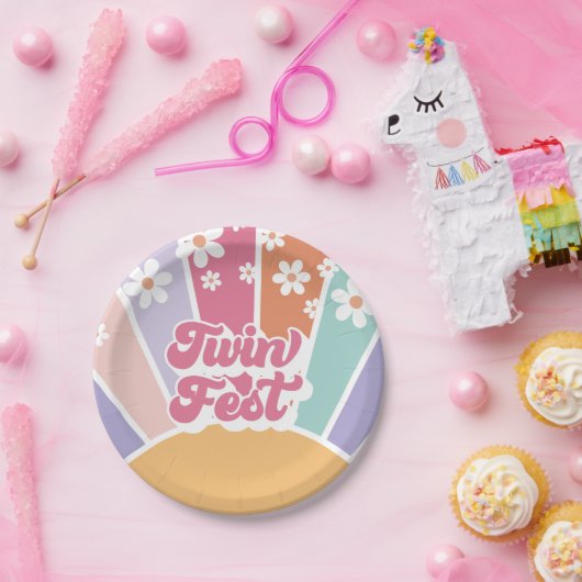 Twin Fest Retro Sunshine Rainbow Daisy Pappteller (Party)