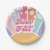 Twin Fest Retro Sunshine Rainbow Daisy Pappteller (Vorderseite)