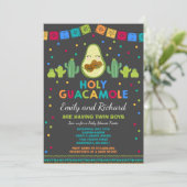 Twin Fiesta Babydusche Einladung Heilige Guacamole (Stehend Vorderseite)
