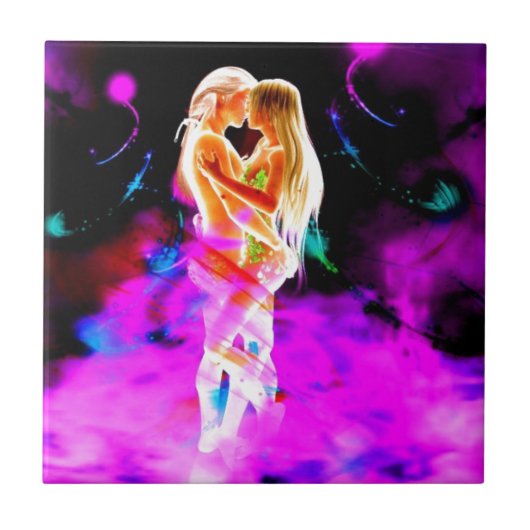 TWIN FLAME psychedelisch Fliese (Vorderseite)