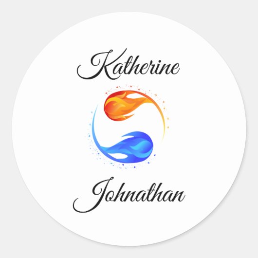 Twin Flame Wedding Theme-White- Runder Aufkleber (Vorderseite)