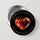 Twin Flames Two Hearts Beat As One Love Valentine Button (Vorne & Hinten)
