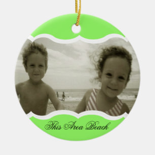 Twin Foto Bright Green Keramik Ornament