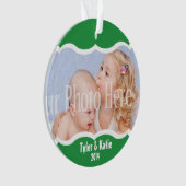 Twin Foto Keepake Green Ornament (Vorderseite)