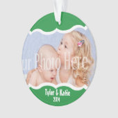 Twin Foto Keepake Green Ornament (Vorderseite)