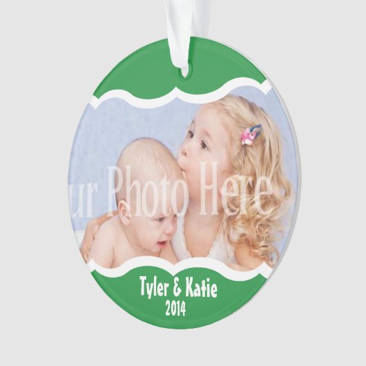 Twin Foto Keepake Green Ornament (Vorderseite)