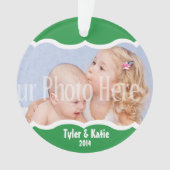 Twin Foto Keepake Green Ornament (Vorderseite)