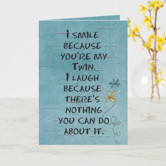 Twin Geburtstag mit Glitzer Blume Karte (Gelbe Blume)